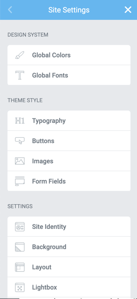 elementor sitewide settings screenshot