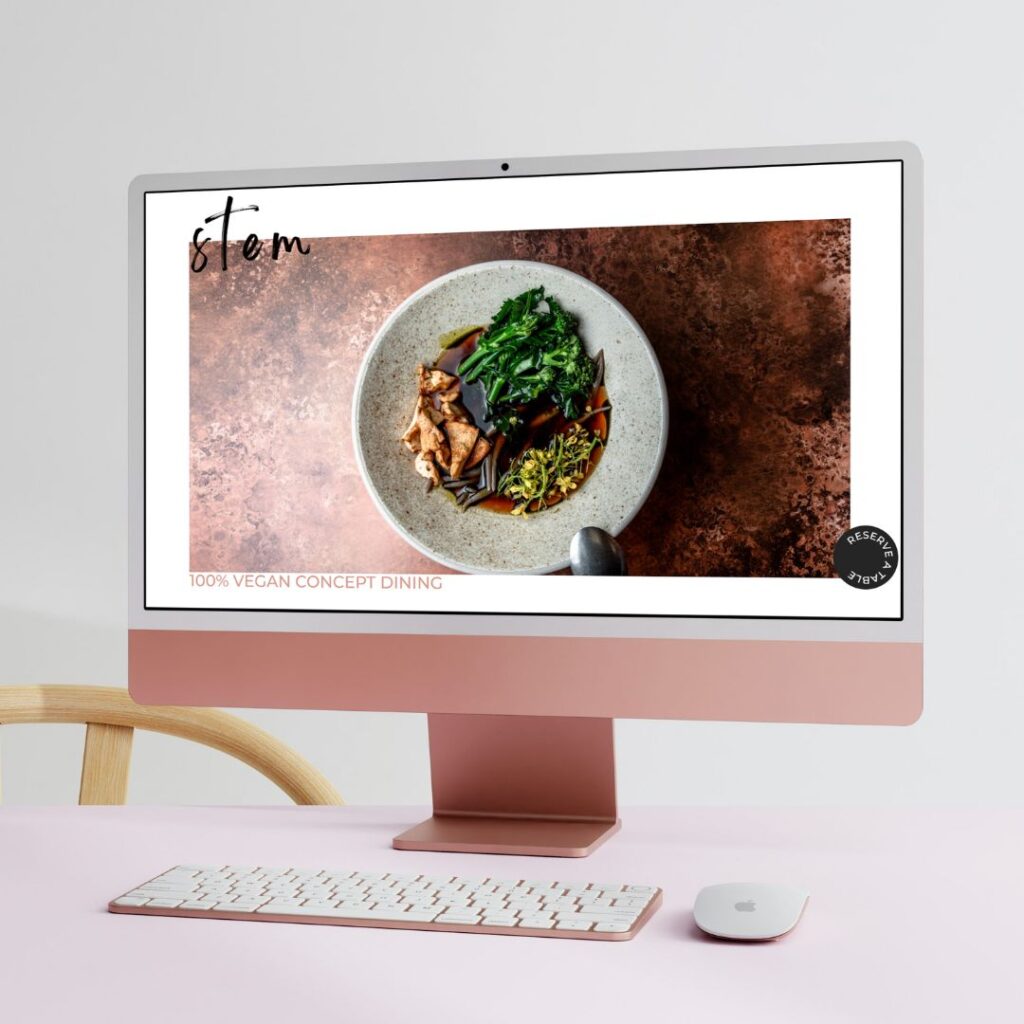 vegan restaurant web design concept by SHiDO on an imac